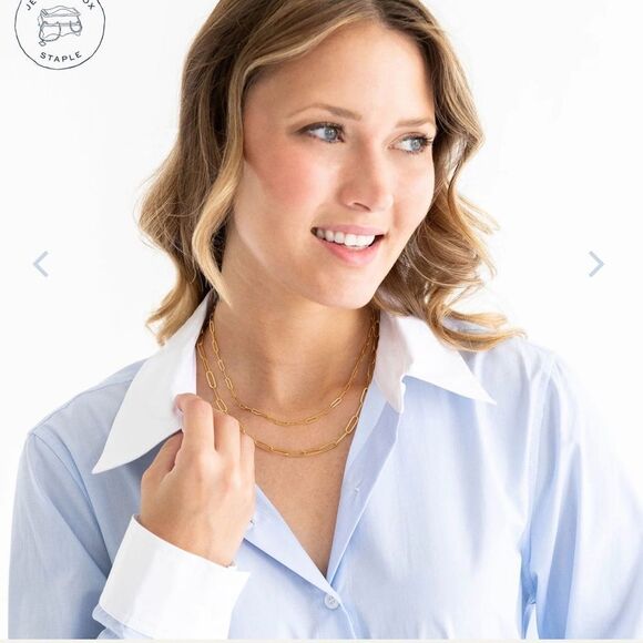 Susan Shaw paper clip Gold Chain Necklace - Picture 3 of 3